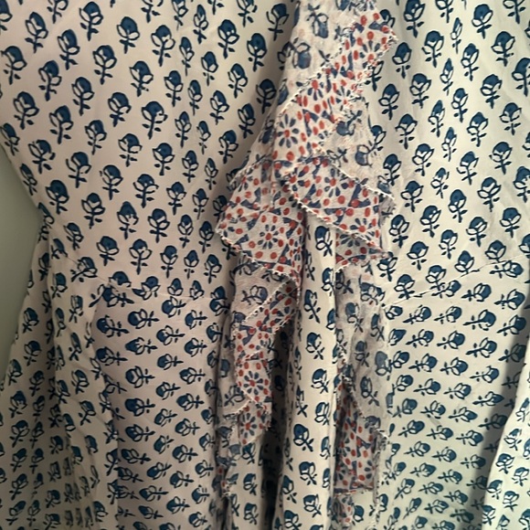 WOMENS TOP REBECCA TAYLOR BLUE/ GRAY FLORAL SIZE 2 - Picture 4 of 5